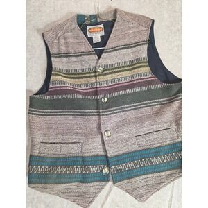 Paragraff Clothing Co Wool Blend Southwestern Striped Vest Mens Small Multicolor